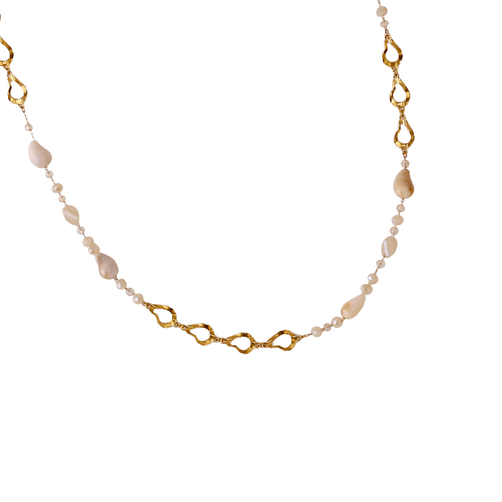 97cm resin drop and gold drop stainless steel necklace     