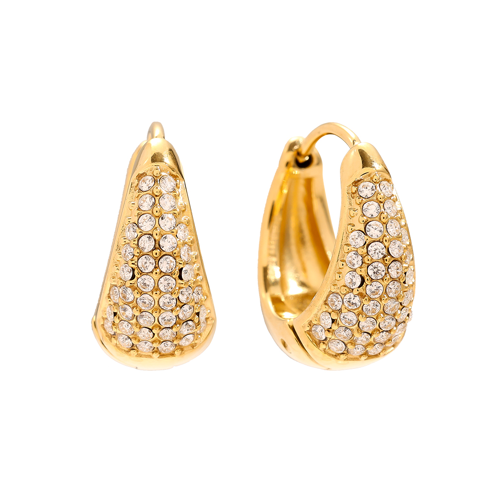 Stainless steel earrings 10mm Diamond Drop Hoop