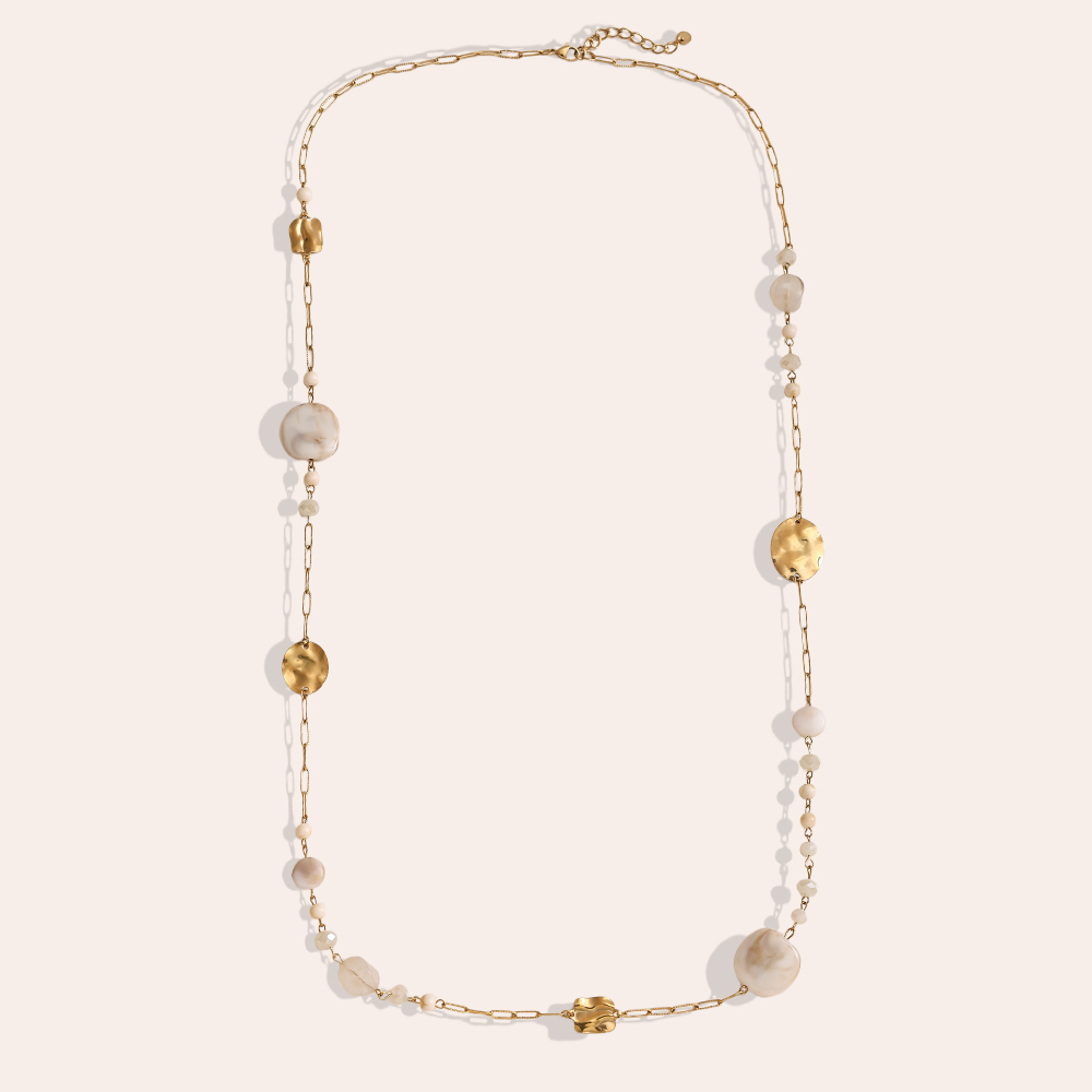 101cm crystal plate and gold plate stainless steel necklace      