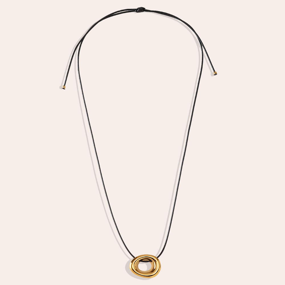 90cm hollow circle stainless steel pendant necklace copy