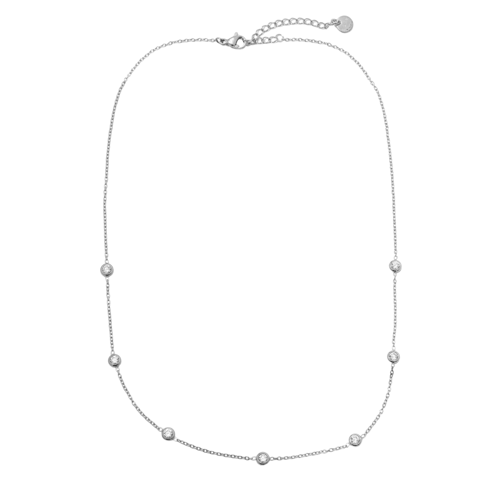 38cm Five Diamond Dots stainless steel necklace   