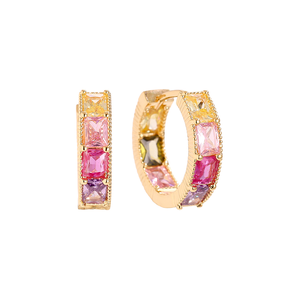 2.6cm Multi Colour Diamond Gold Plated Earrings   