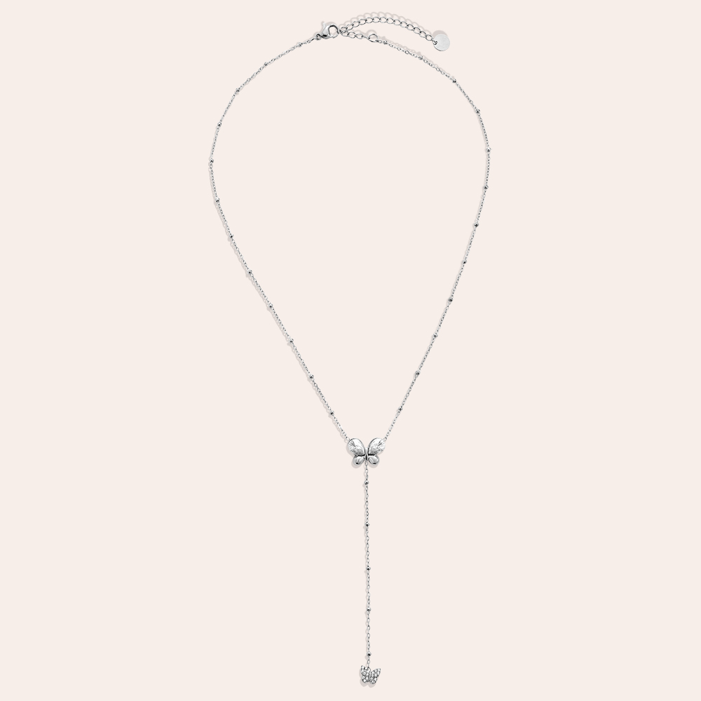 40cm rhinestone butterfly stainless steel necklace