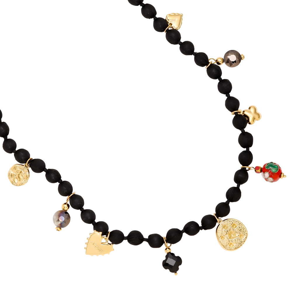 43cm Charms In Black Chain Stainless Steel Necklace  