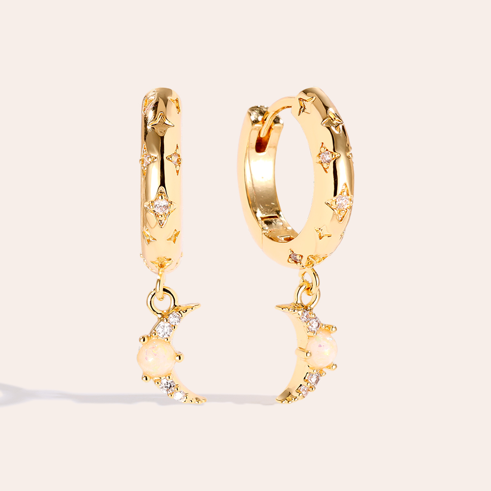 2.5cm Diamond Moon gold-plated earrings     