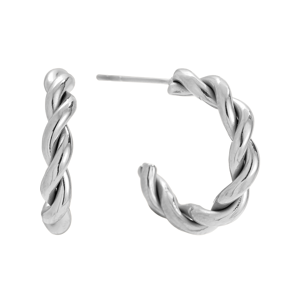 20mm Fine Twist Hoop Stainless Steel Earrings     