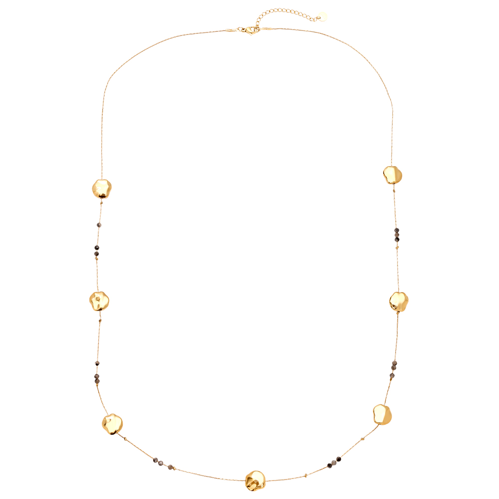 80cm Uneven Plate And Labradorite Stainless Steel Necklace  