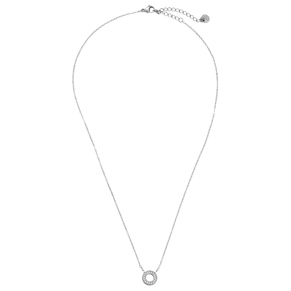 40cm zirconia circle stainless steel necklace     