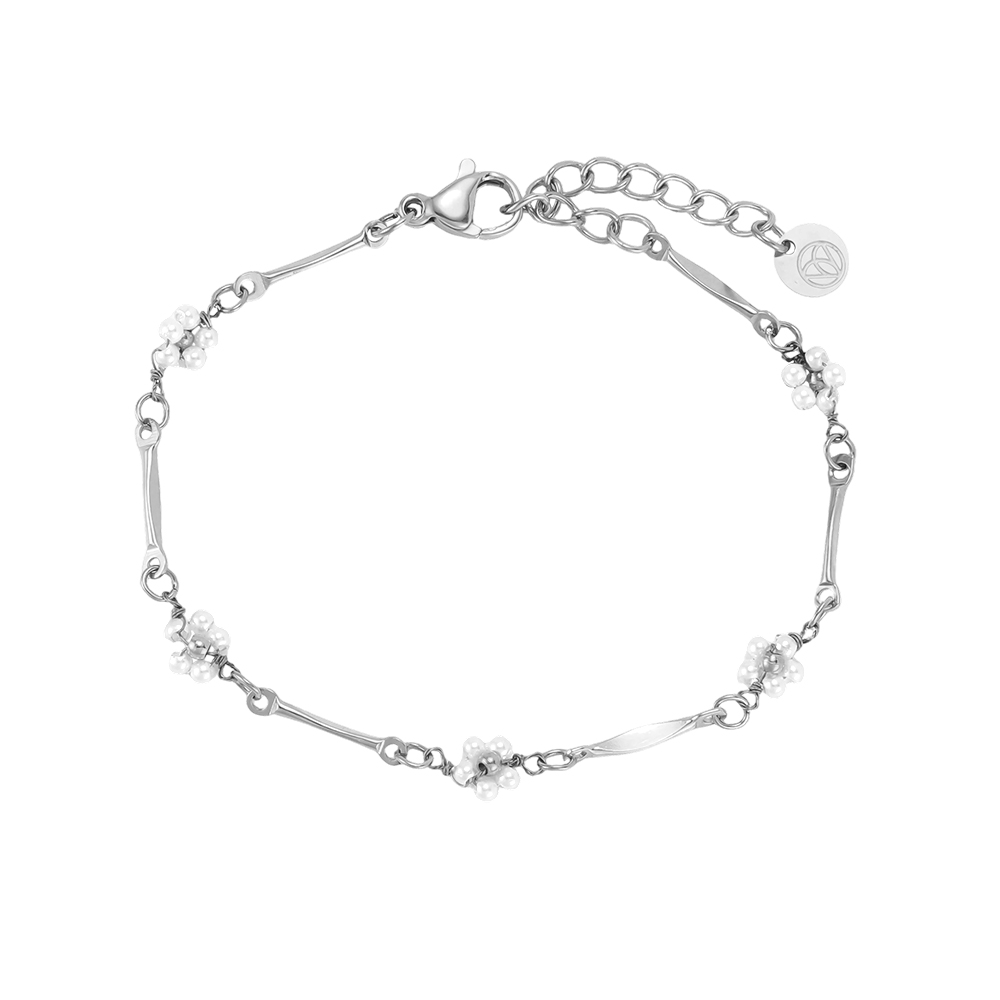 15cm pearl flower stainless steel bracelet 
