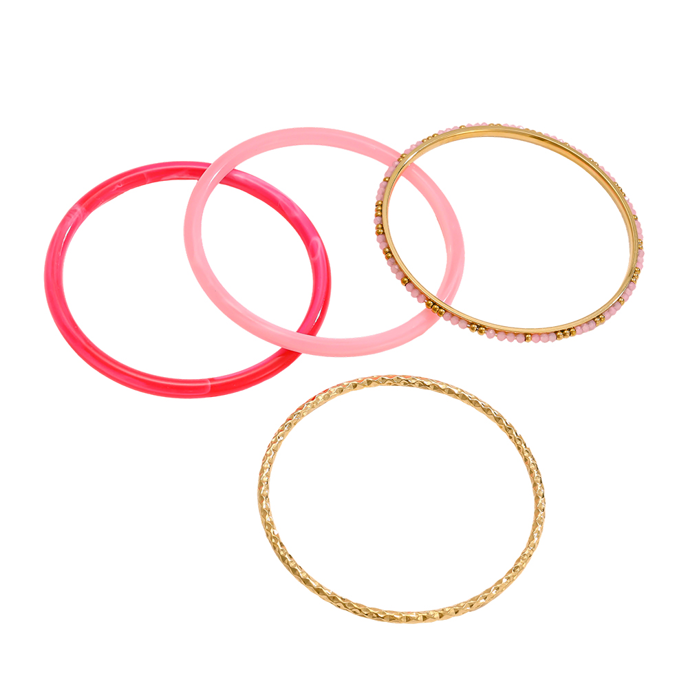 6.5cm wide 4-piece acrylic stainless steel bangle set 