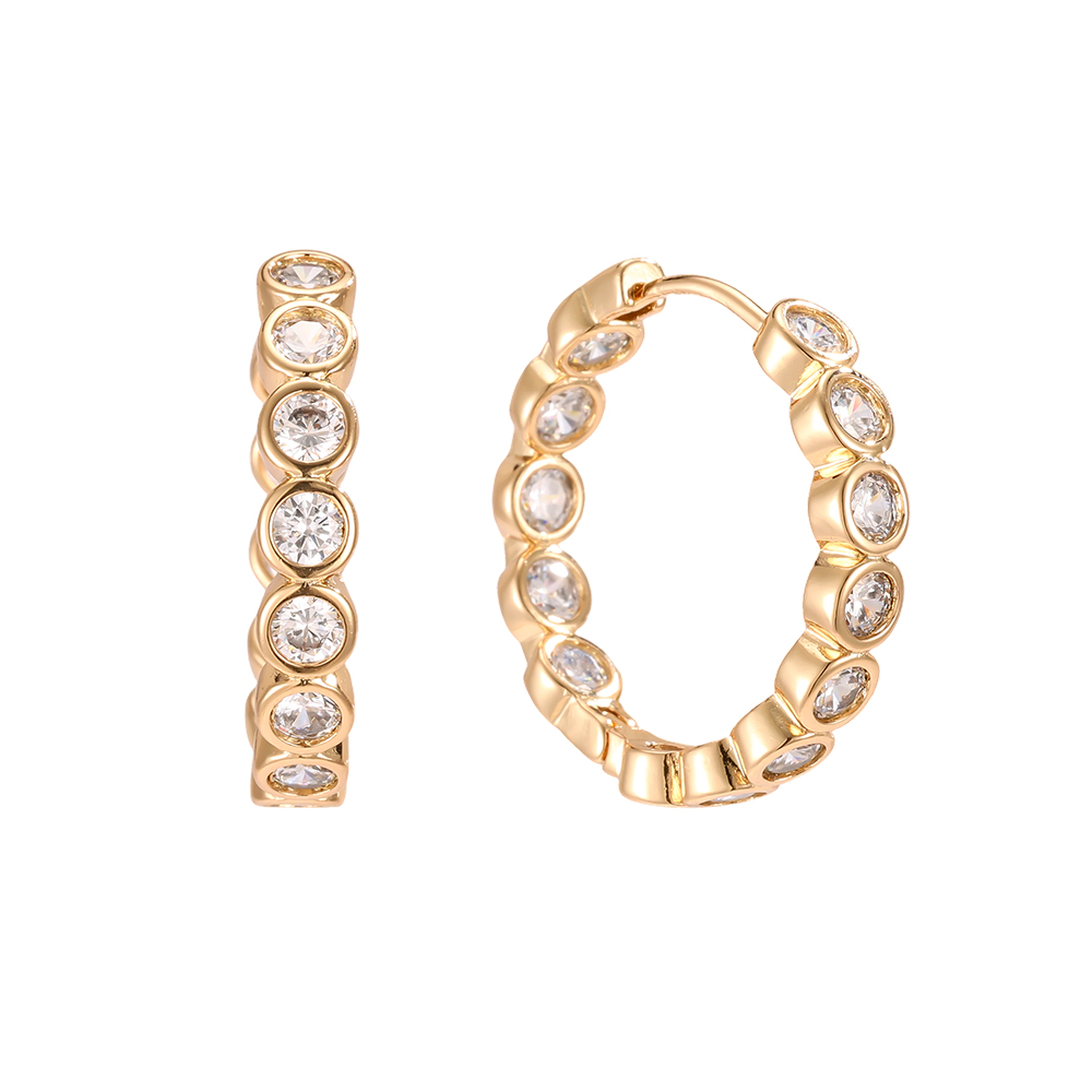 Gold-plated 24mm cubic zirconia hoop earrings 