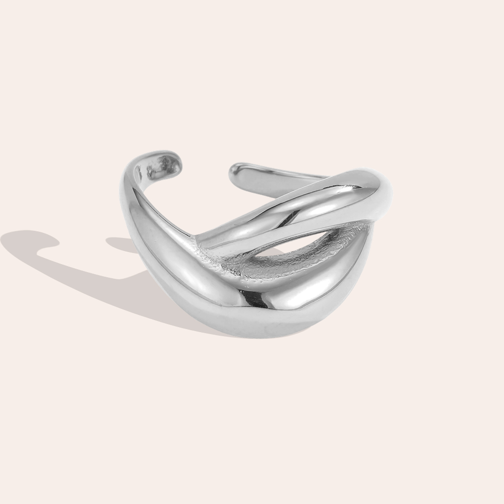 Stainless steel ring, adjustable, cross-shaped 