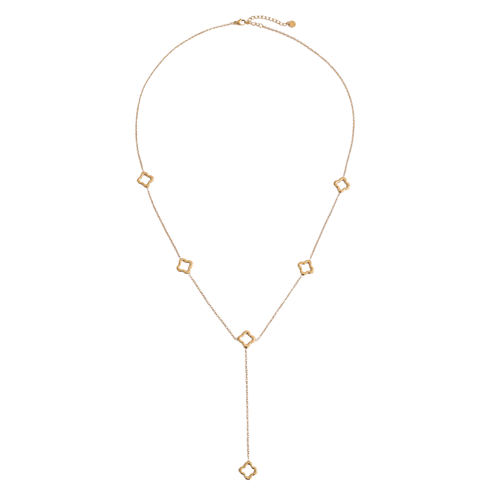 64cm cloverleaf stainless steel necklace