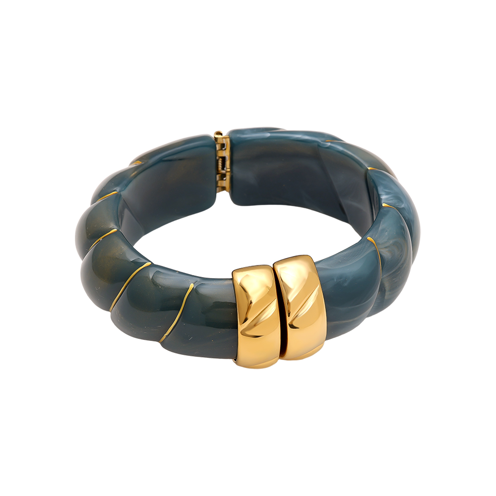 Cloud Round Chunky Resin Stainless Steel Bangle    