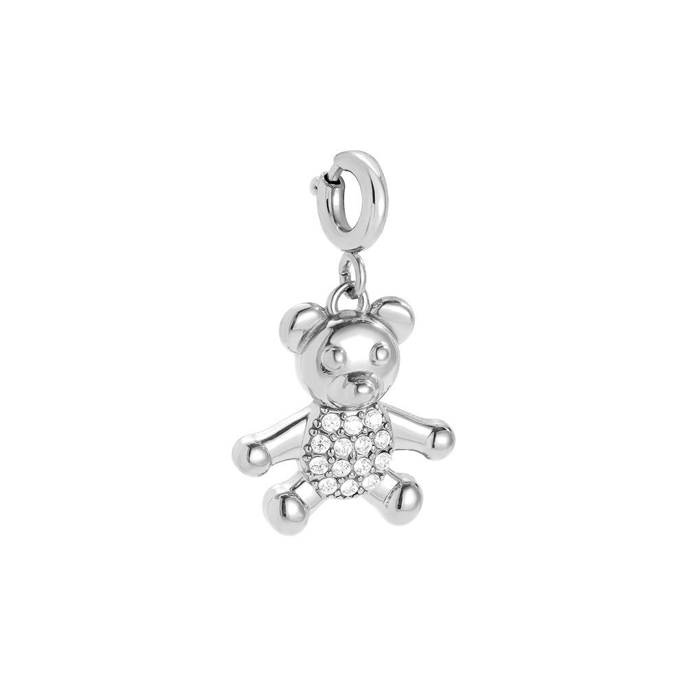 15.5mm Spring Clasp Nice Diamond Bear Stainless Steel Pendant   