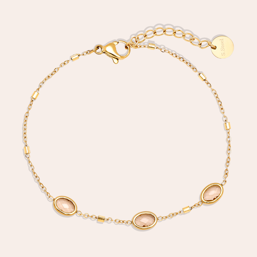 17cm Small Oval Glass Stainless Steel Bracelet    17cm Small Oval Glass Stainless Steel Bracelet