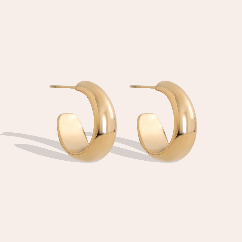 Stainless steel earrings 2cm Simple Half Hoop