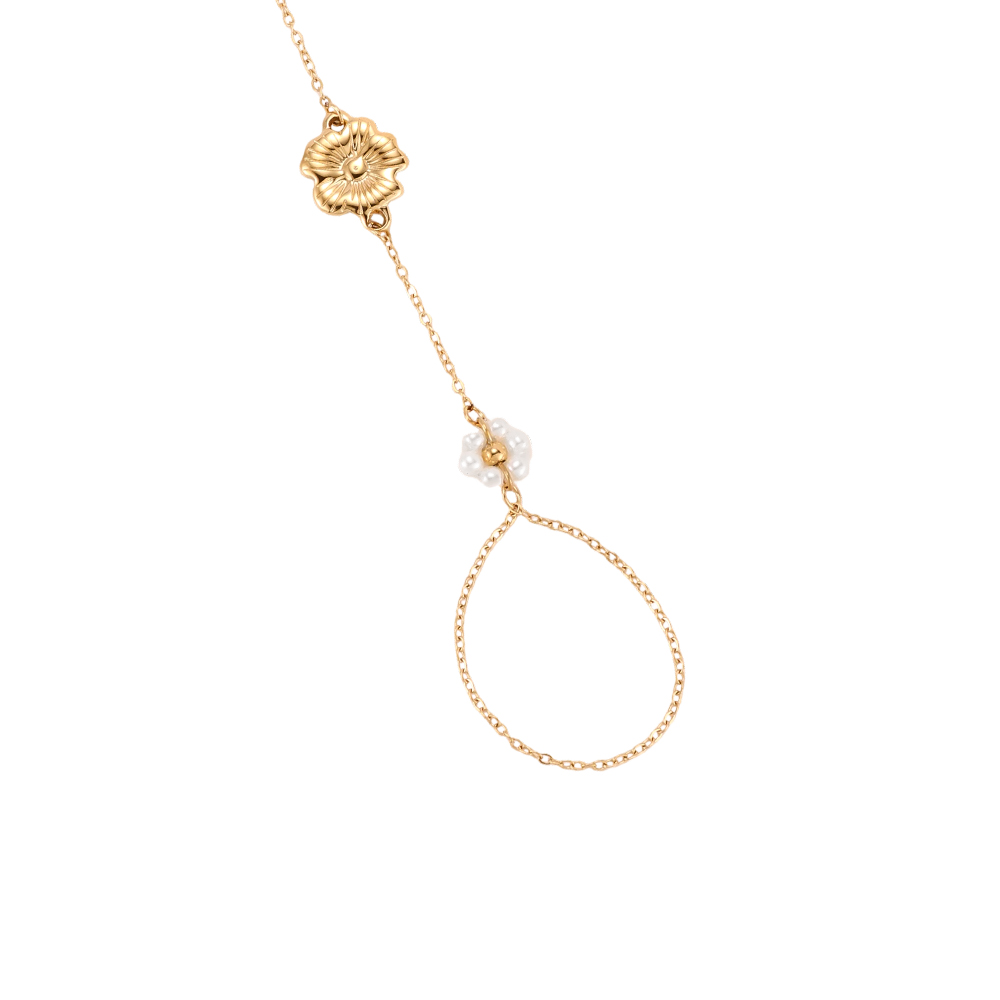 17cm pearl flower hand chain stainless steel bracelet    