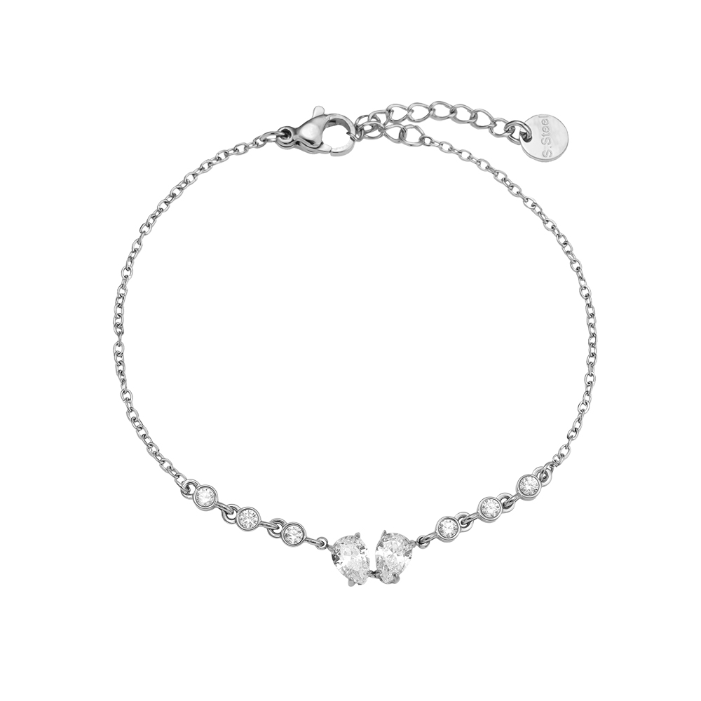 16cm Fancy Sparkling Diamond stainless steel bracelet     