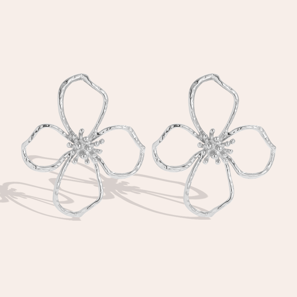 55*48mm large flower stainless steel earrings   