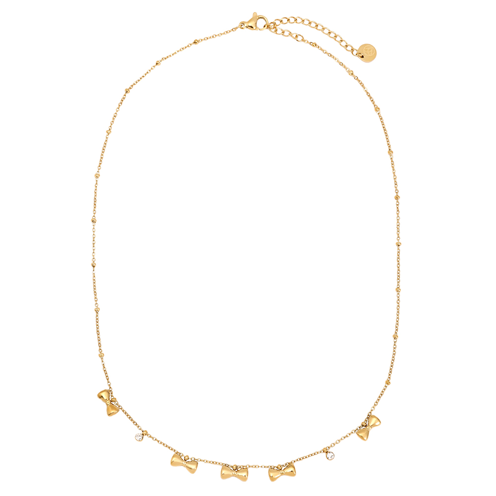 40cm Nice Bowtie And Diamond Dots Stainless Steel Necklace   