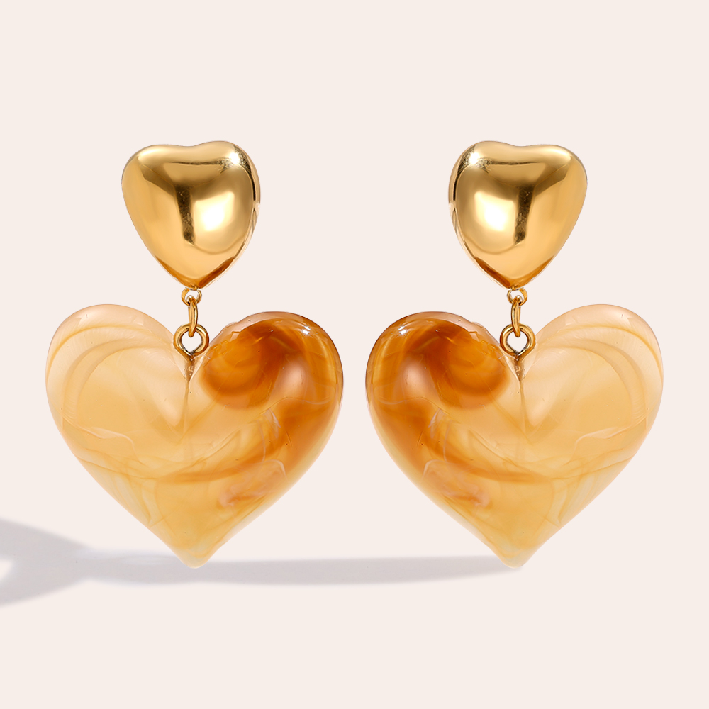 5cm Resin Heart stainless steel earrings    