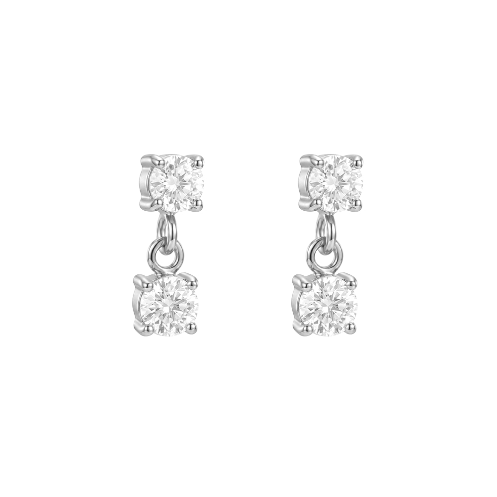 10mm two small zirconia stainless steel earrings      
