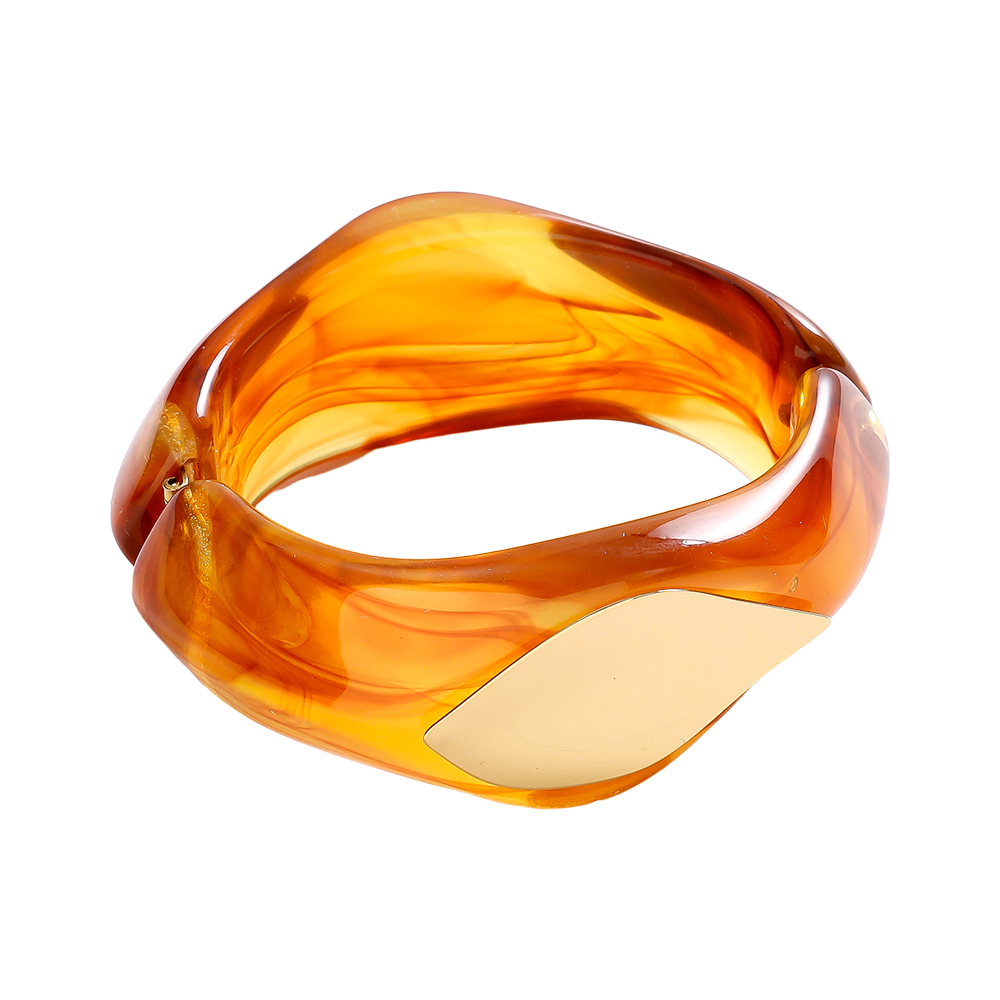 Irregular Chunky Resin Stainless Steel Bangle 