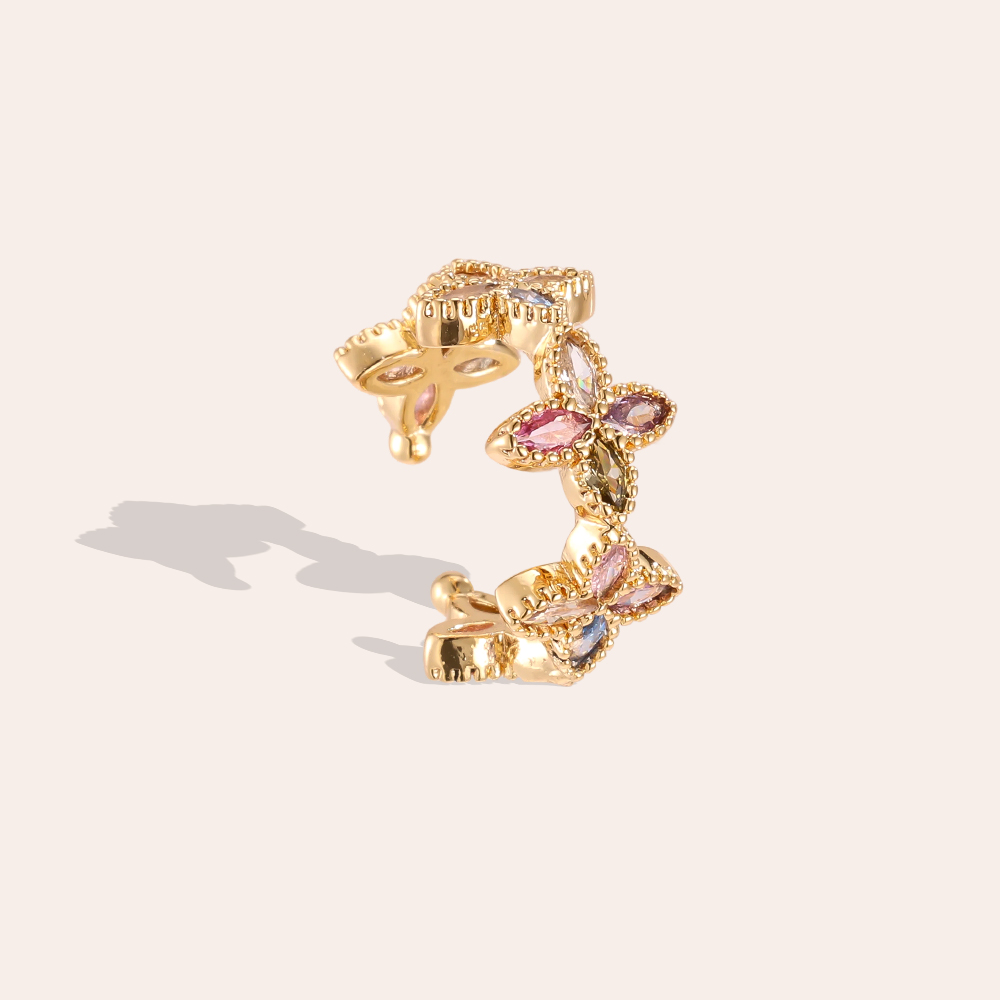 Gold-plated ear cuffs 17mm zirconia cloverleaf 