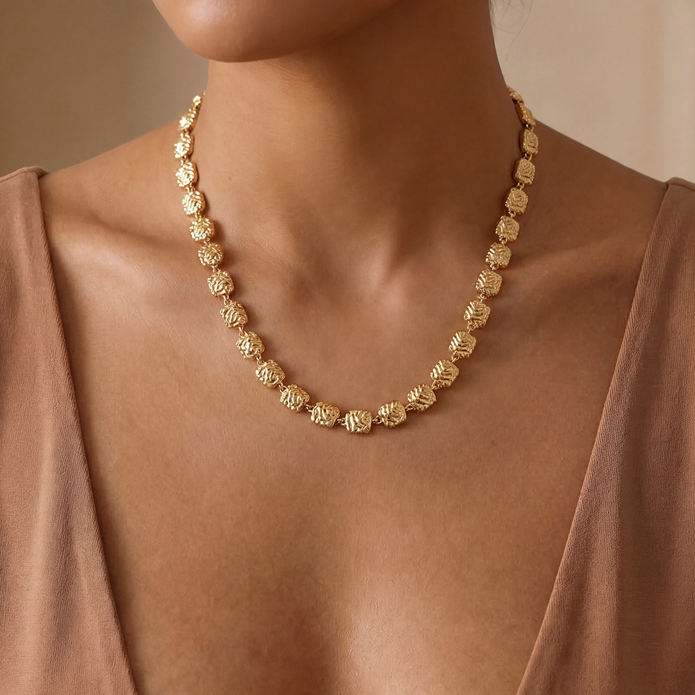 43cm irregular squares stainless steel necklace    