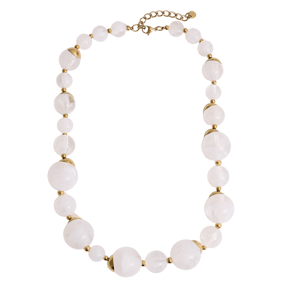 49cm Nice Resin Balls stainless steel necklaces  