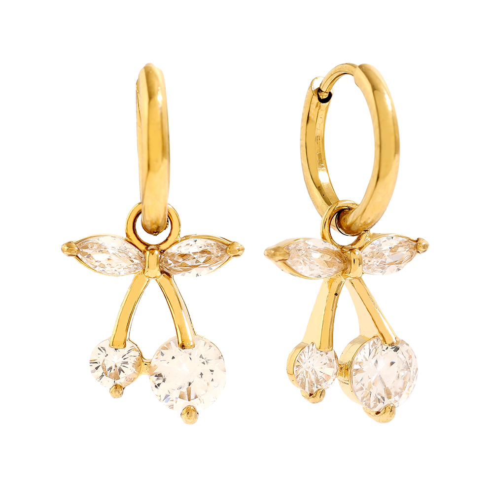 2.8cm Cherry Diamond Stainless Steel Earrings