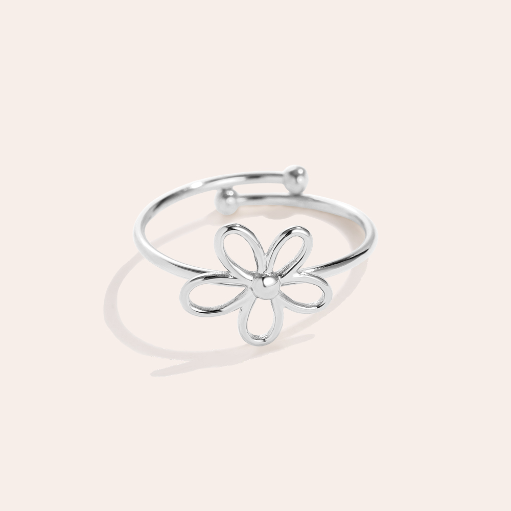 simple flower stainless steel ring    