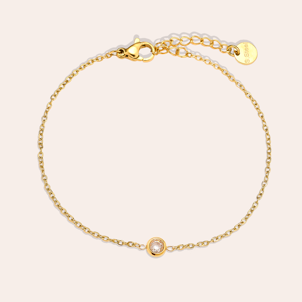 16cm minimalist zirconia stainless steel bracelet