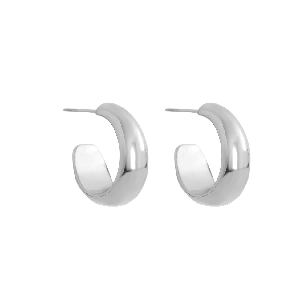 Stainless steel earrings 2cm Simple Half Hoop