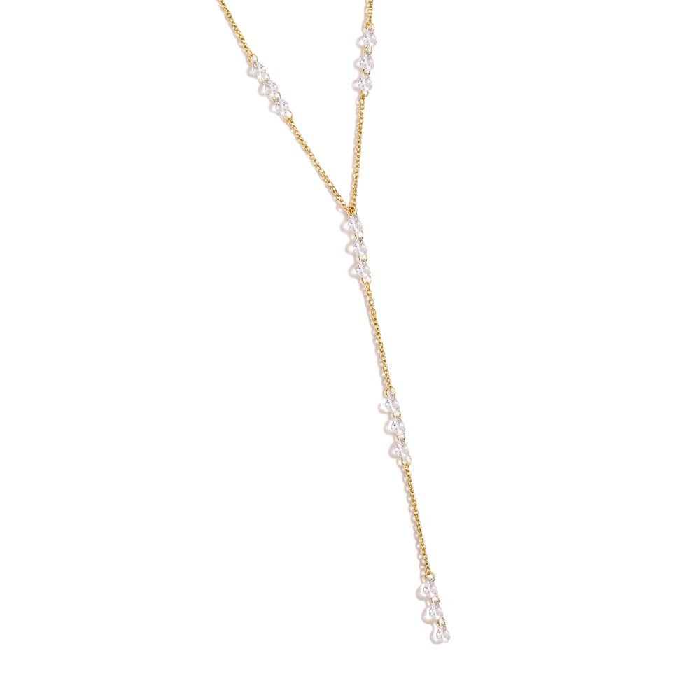 Stainless steel necklace 41cm drop-shaped zirconia
