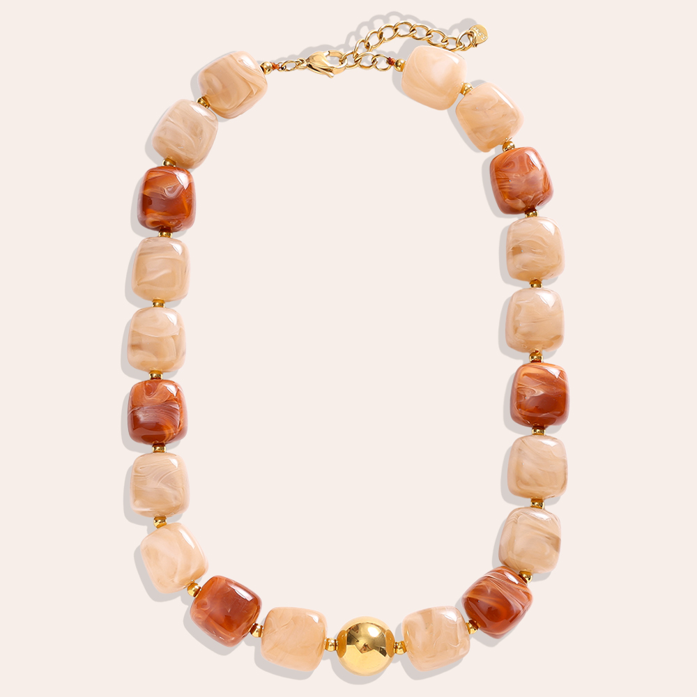 45cm Various Colour Chunky Beaded Resin Stainless Steel Necklace  