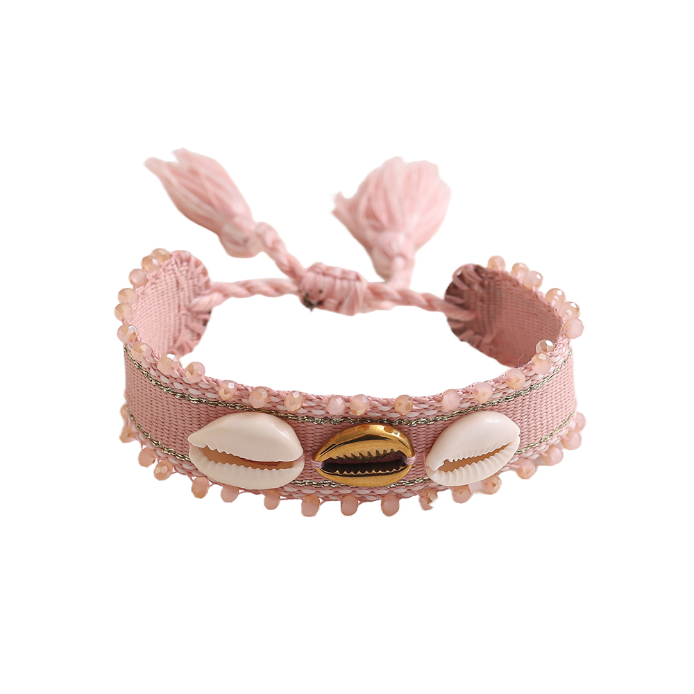 Shell on a polyester bag Stainless steel bracelet