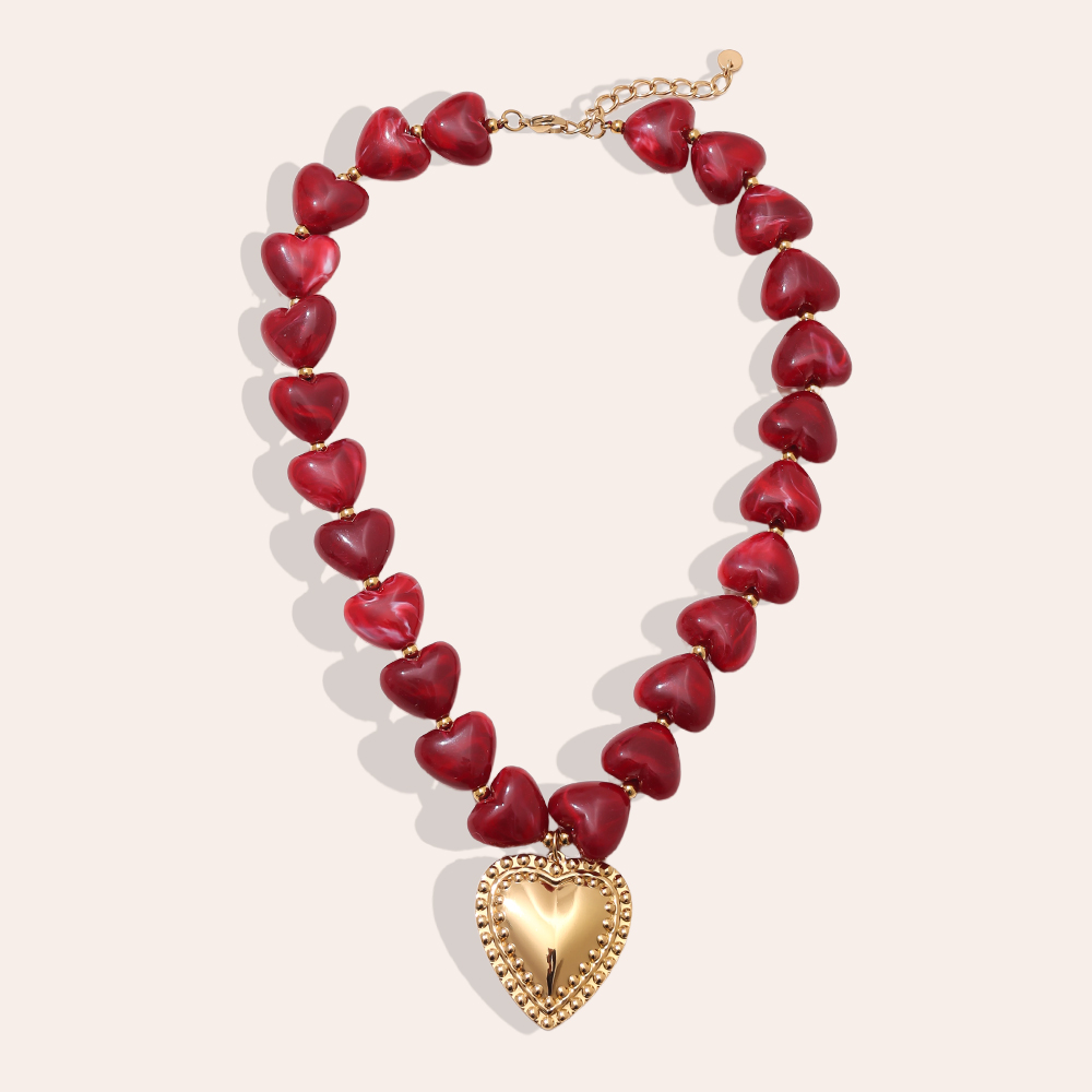 45cm Acrylic Heart Chian stainless steel necklaces 