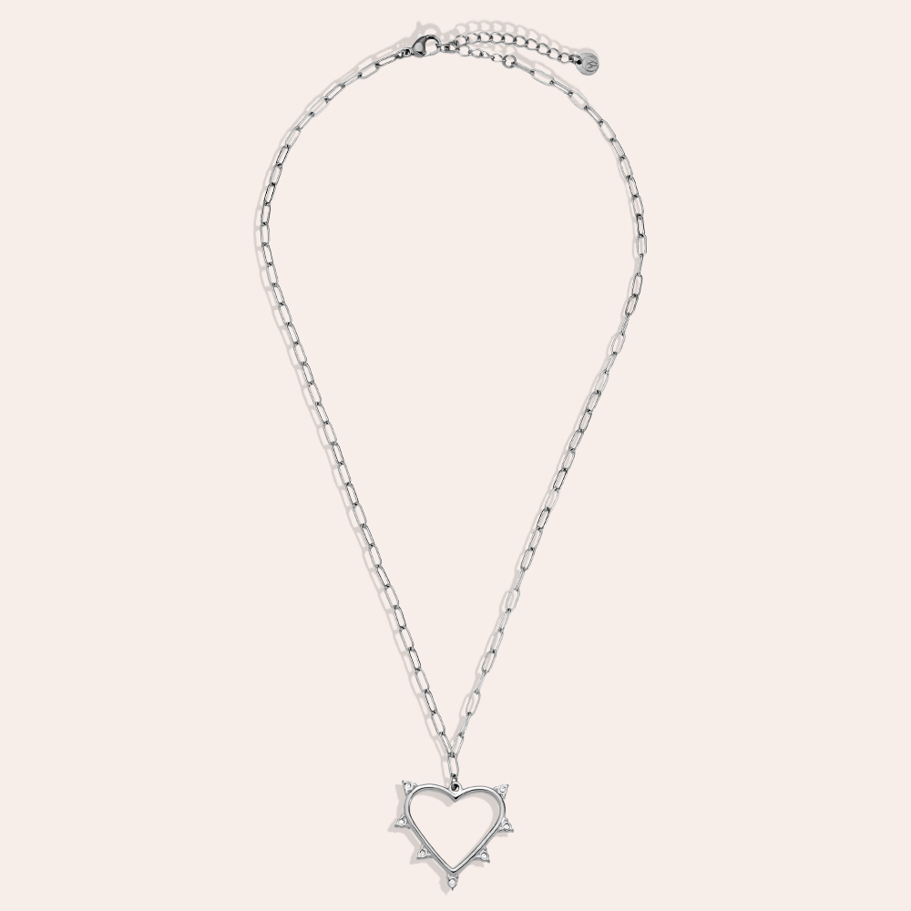 Stainless steel necklace 41cm Mini Diamond Around Heart
