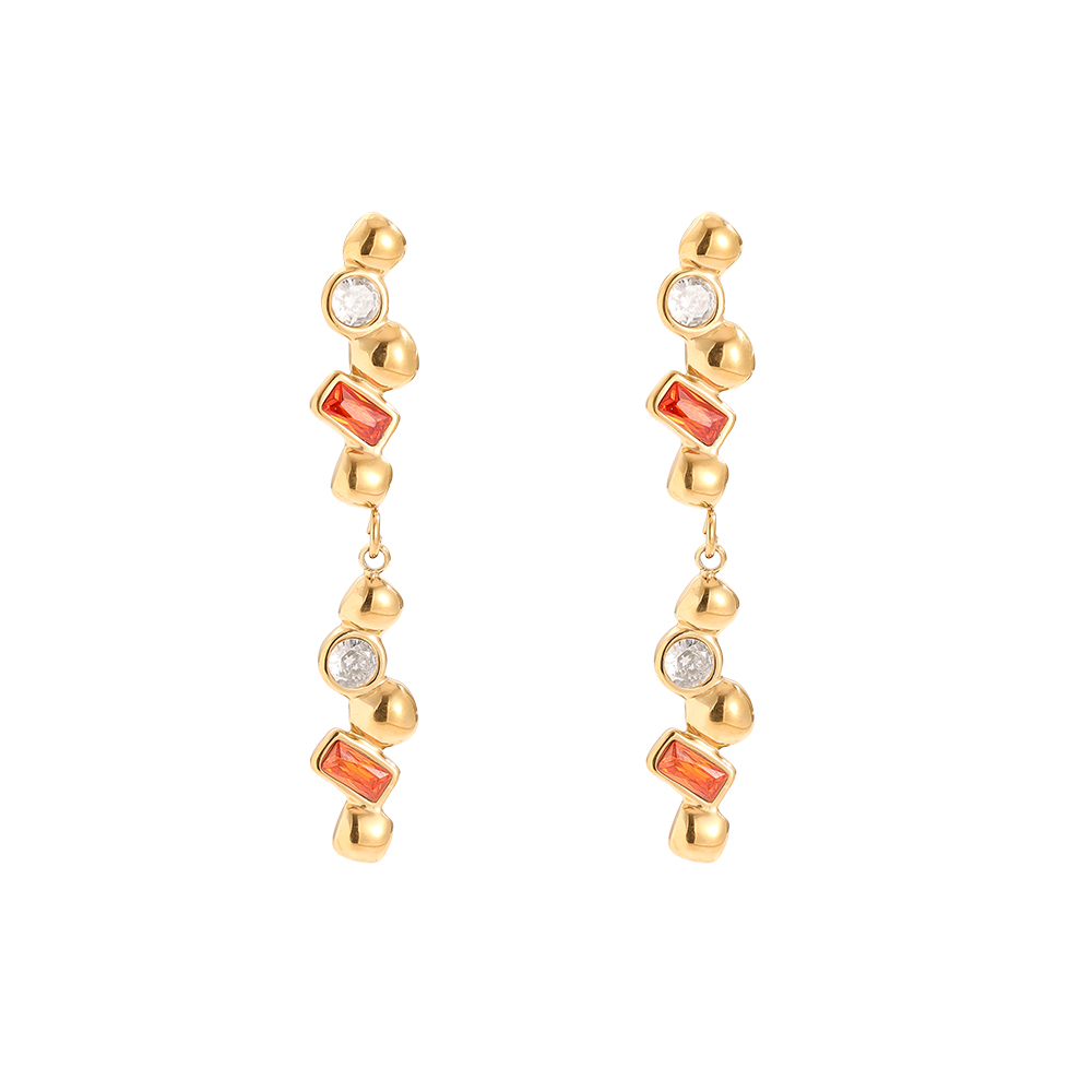 0.6*3.6cm Nice Diamond Long Stainless Steel Earrings 