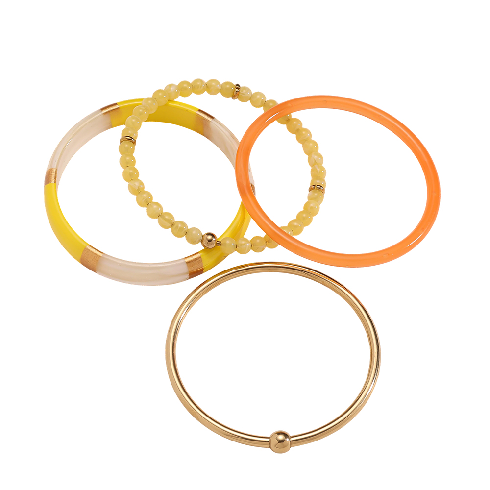Stainless steel bangle set 6.5cm width 4 pieces acrylic  