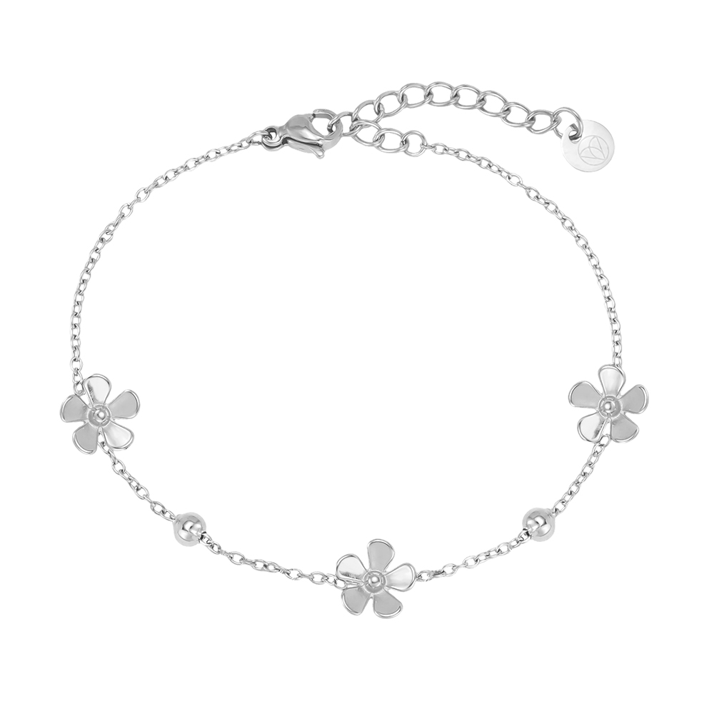 Stainless steel bracelet 17cm three flowers