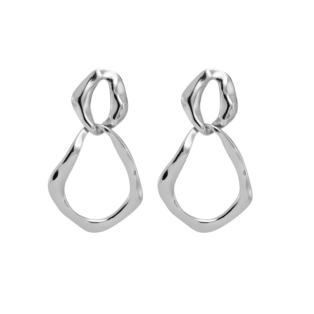 Stainless steel earrings Two Super Shining Irregular Rings