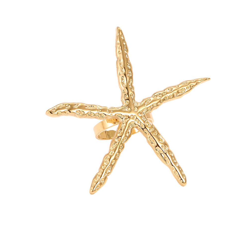 Stainless steel ring Adjustable large starfish