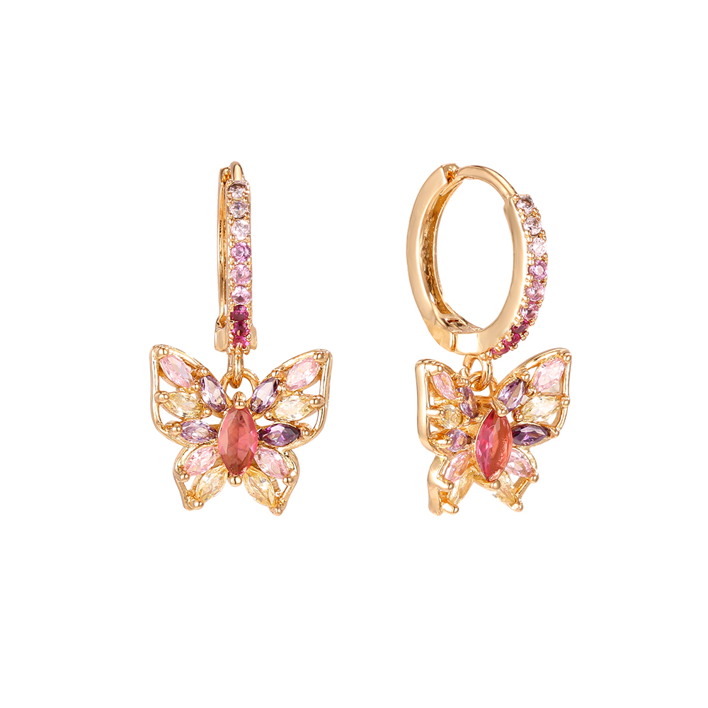 Gold-plated earrings 22mm zirconia butterfly