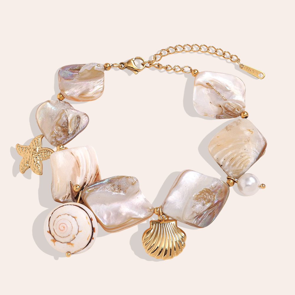 18cm shell ocean style stainless steel bracelet  