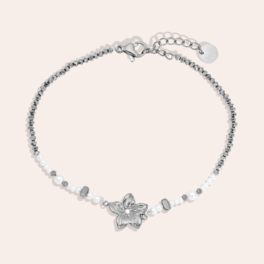 17cm Nice Flower And Pearl stainless steel bracelet 17cm Nice Flower And Pearl stainless steel bracelet
