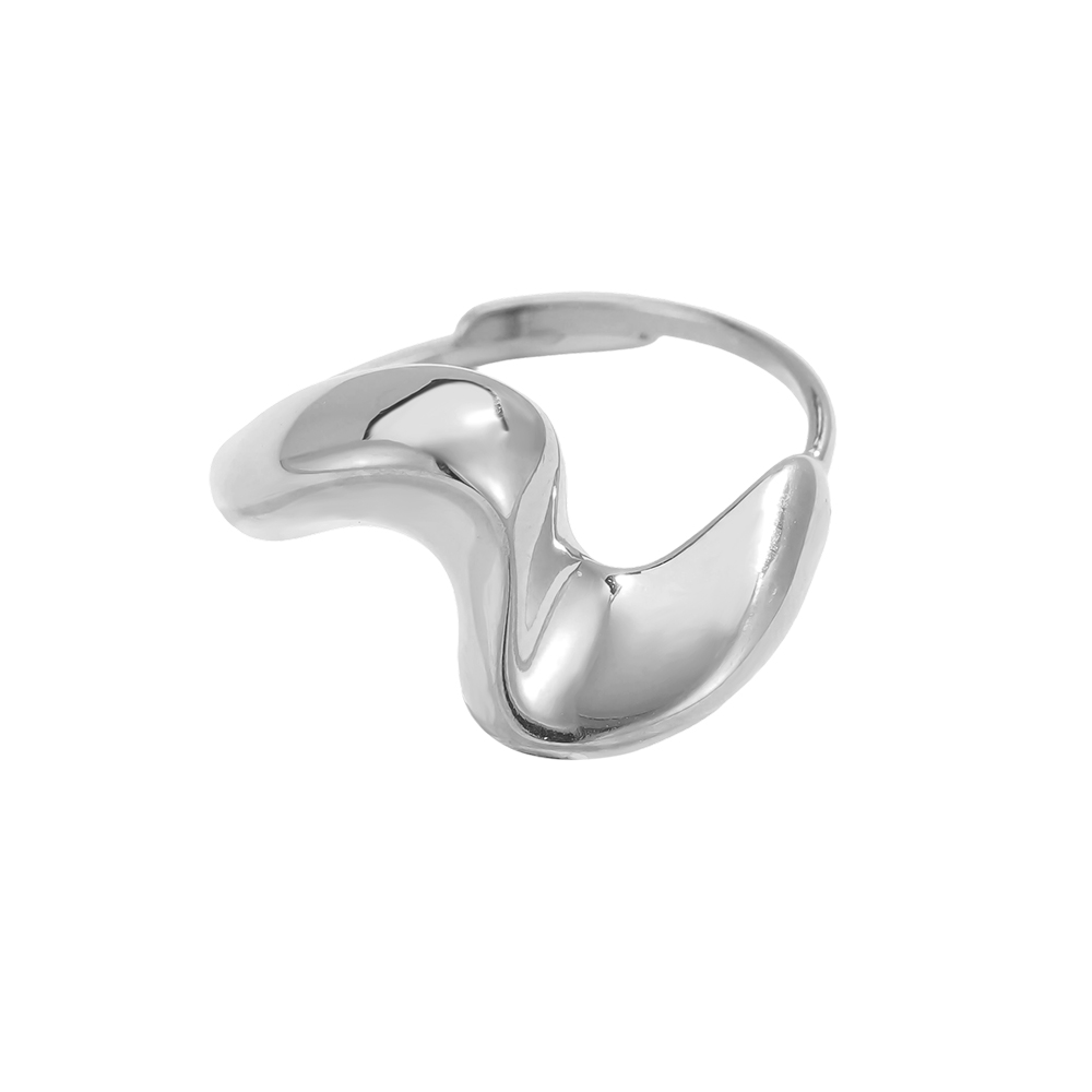 Adjustable relief wave stainless steel ring    