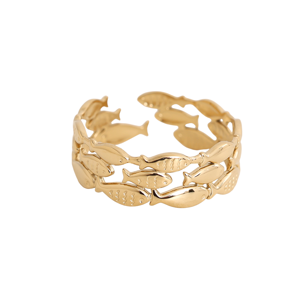 Adjustable many small fish stainless steel ring    